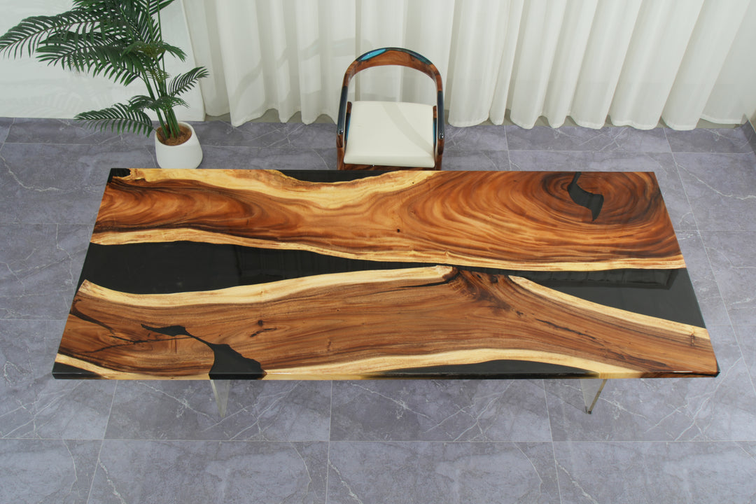 Custom Black Walnut Epoxy Table CRT-058