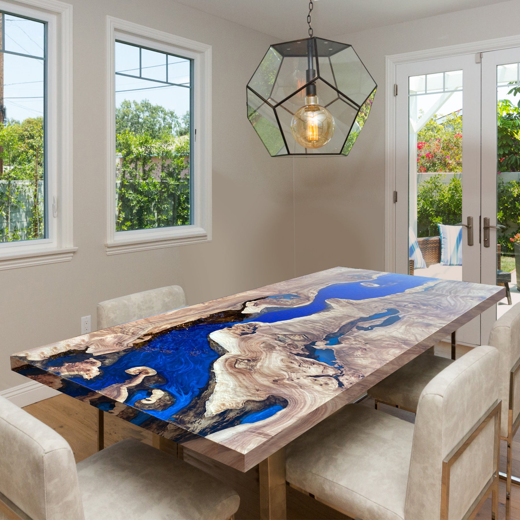 Custom Olive Epoxy River Dining Table Tops CRT-119 – SEAWAVETABLE