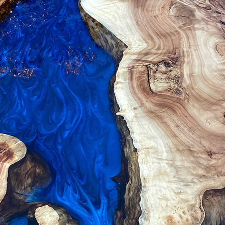 Custom Gloden Camphor and Olive Epoxy River Dining Table Tops CRT-119