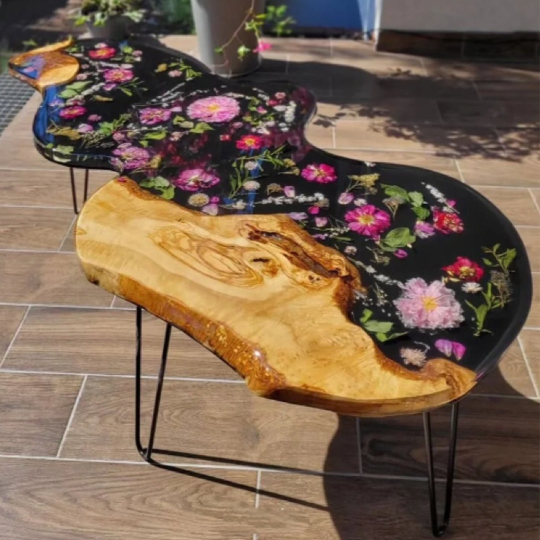 Custom Flowers Resin Irregular Side Table CRTF-004