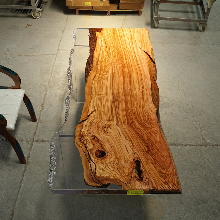 Custom Live Edge Olive Clear Epoxy Table