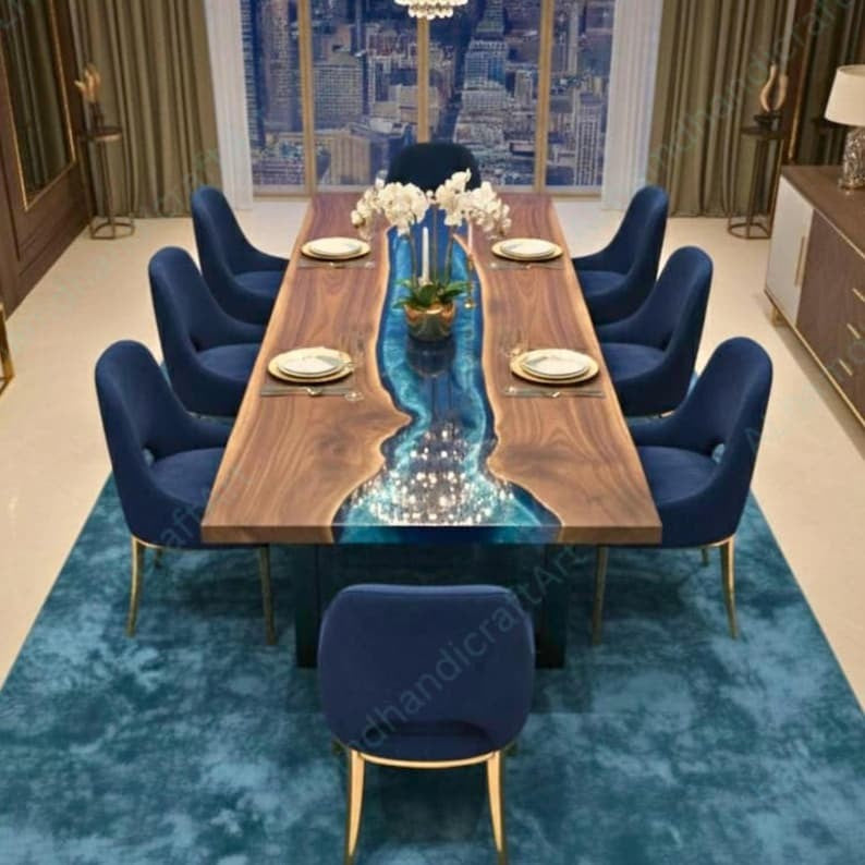 Custom Walnut Epoxy Dining Table 60" × 36"