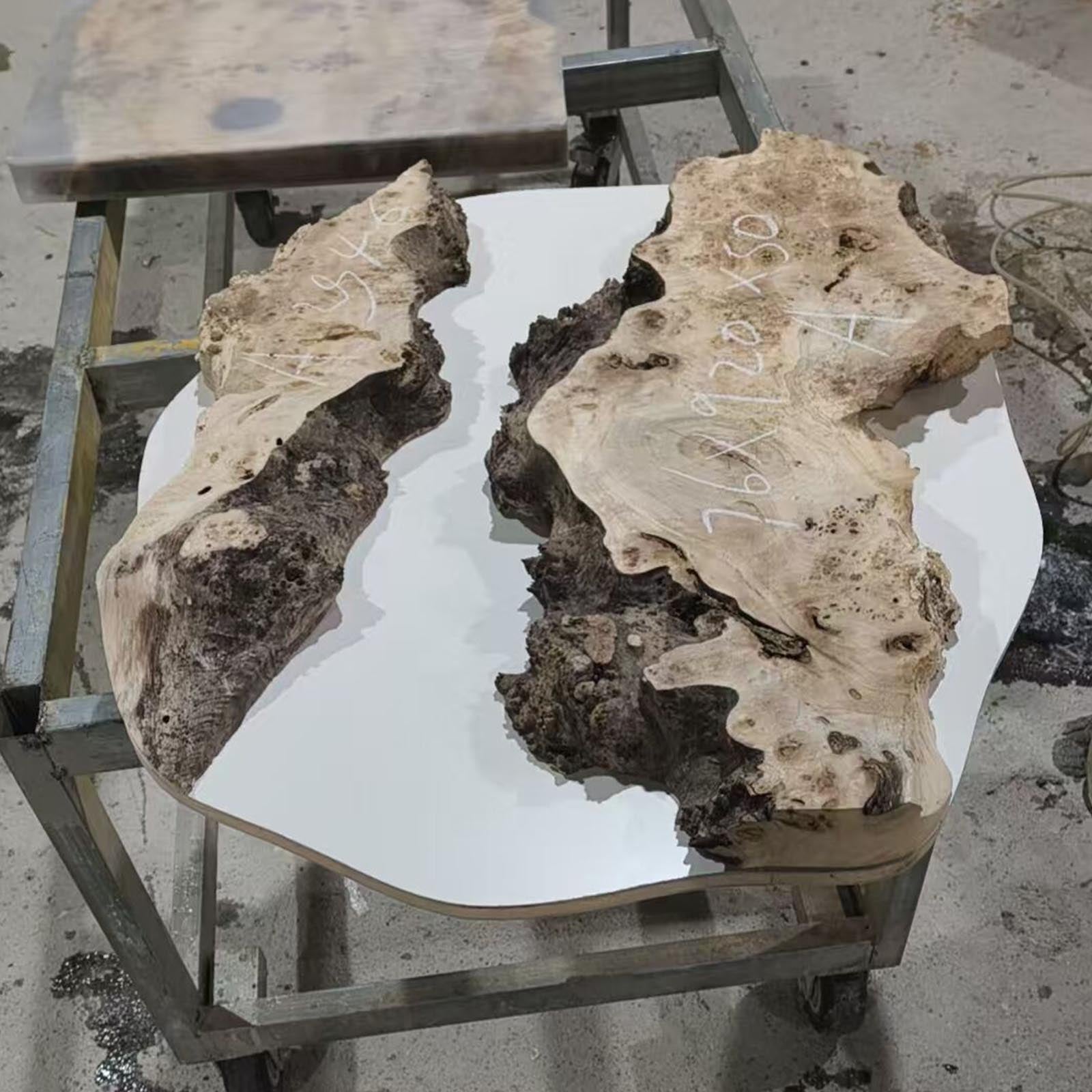 Oval poplar coffee table with custom blue pool resin, Fort Mill SC