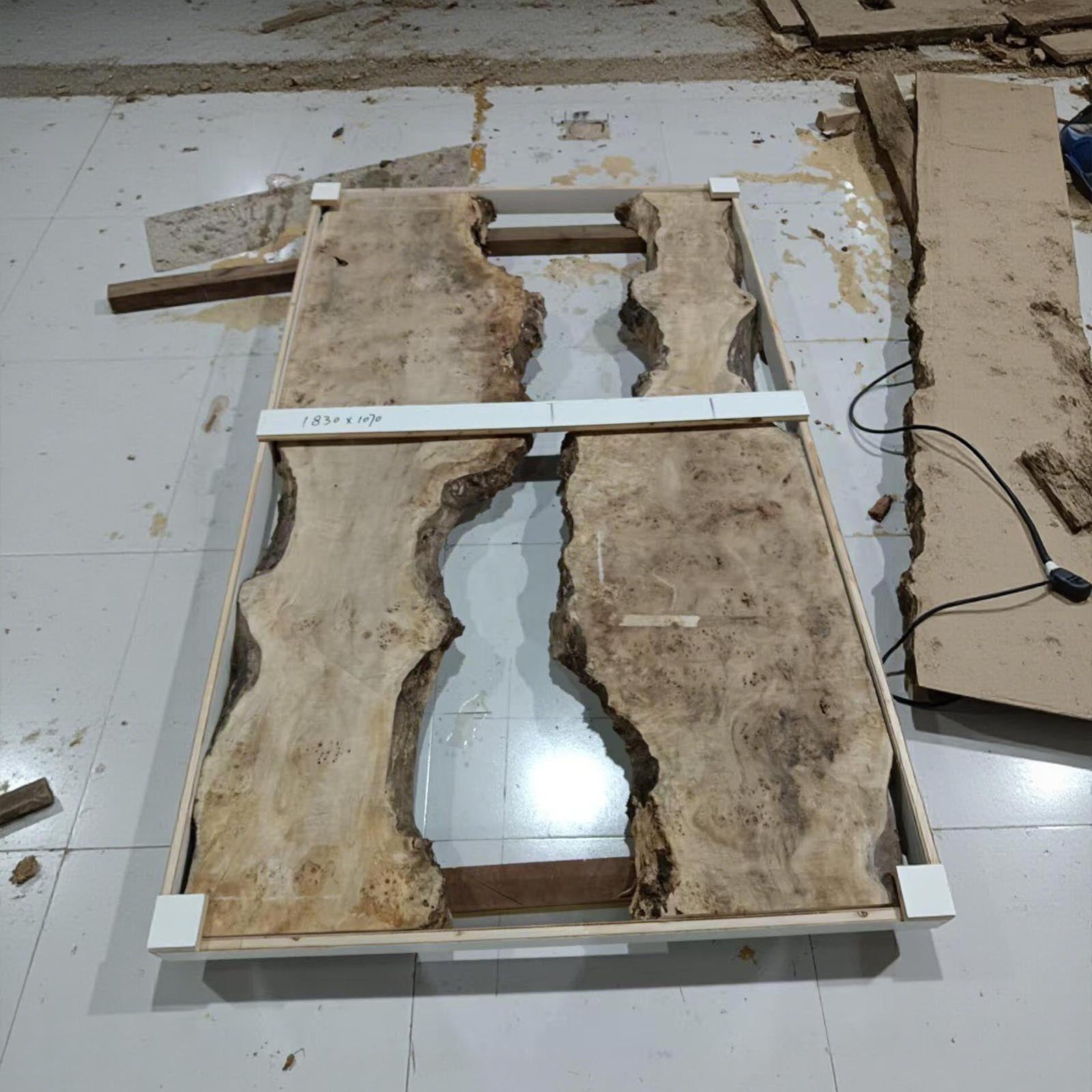 Rectangular poplar dining table with custom blue pool resin, Fort Mill SC