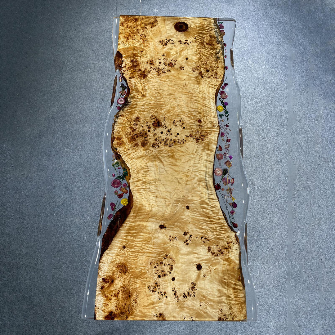 Florida coastal luxury style live-edge poplar resin dining table