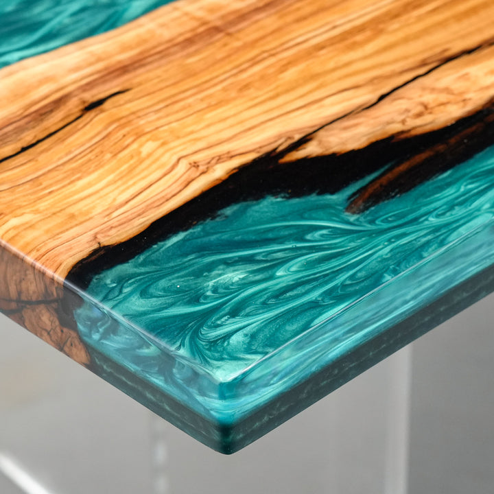 Luxury handcrafted epoxy furniture – custom resin river dining table