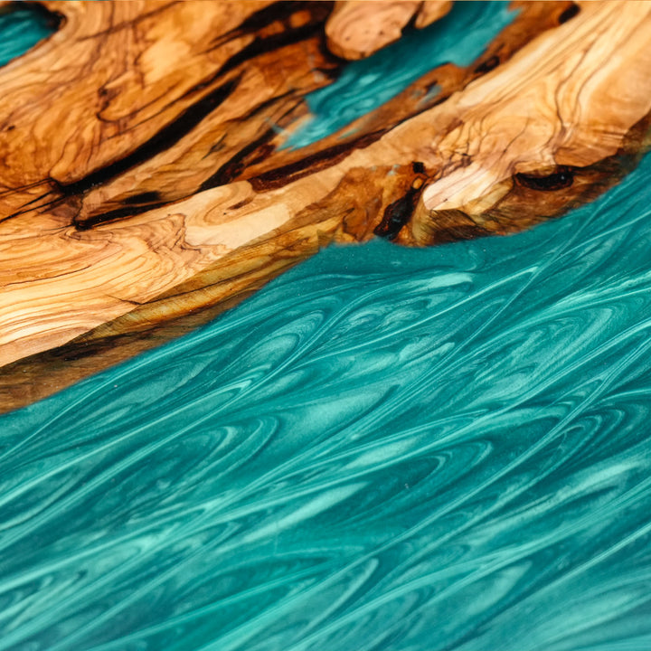 Grand custom epoxy resin wood table for modern living spaces