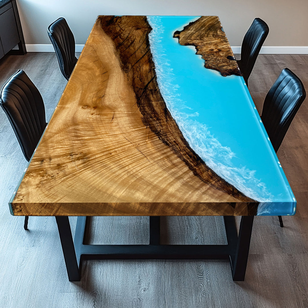 epoxy kitchen countertop table,handmade solid wood table,wood salb table,epoxy river table,epoxy ocean table,