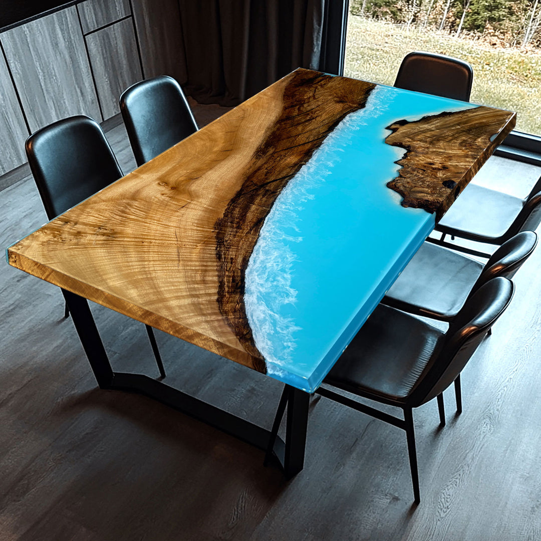 epoxy kitchen countertop table,handmade solid wood table,wood salb table,epoxy river table,epoxy ocean table,