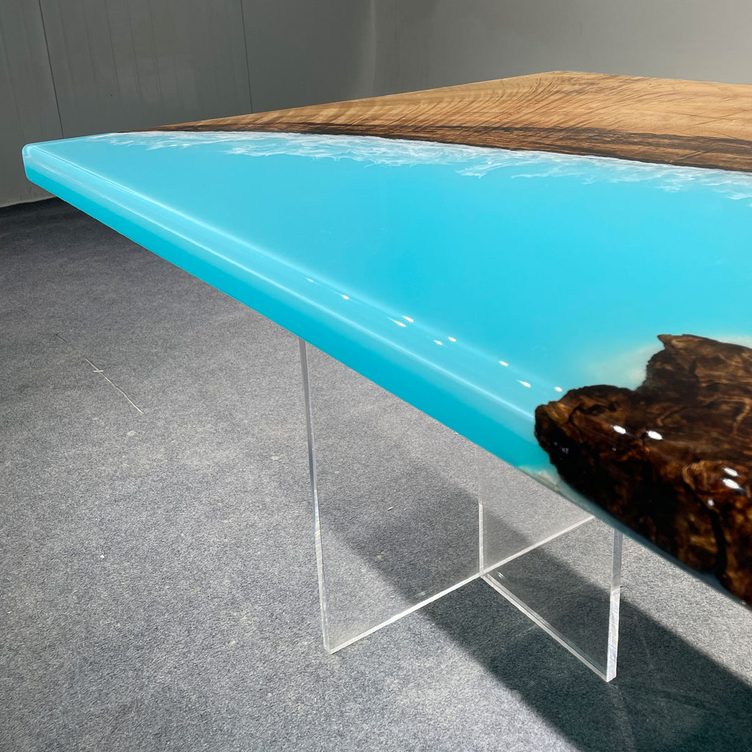 epoxy kitchen countertop table,handmade solid wood table,wood salb table,epoxy river table,epoxy ocean table,