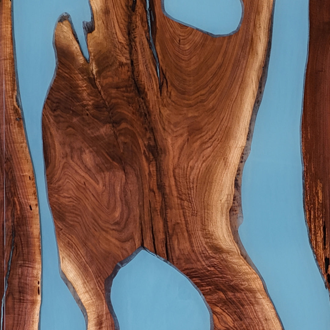 Honolulu-inspired epoxy river table for resort interiors