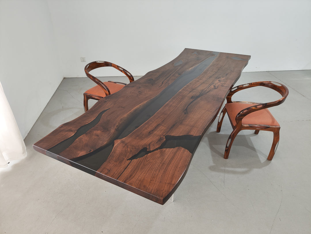 Custom Black Walnut Epoxy Table CRT-058