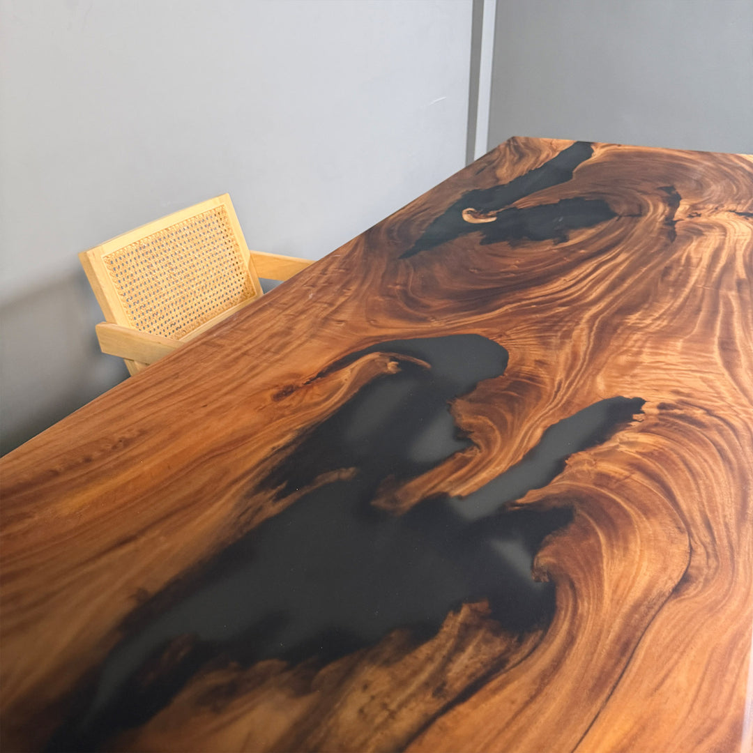 High-end bespoke Walnut and Resin Dining Table, in-stock now.