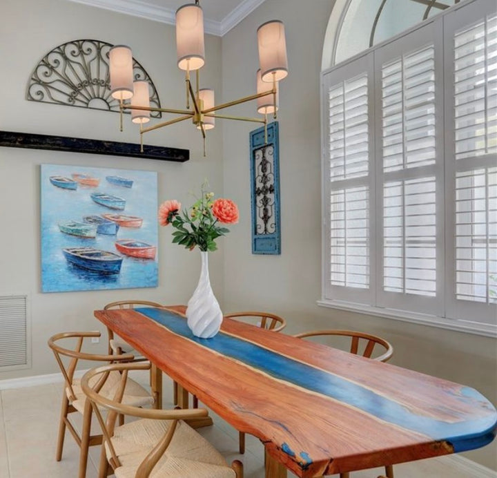 Custom Walnut Epoxy Dining Table and Console Table for Mollie