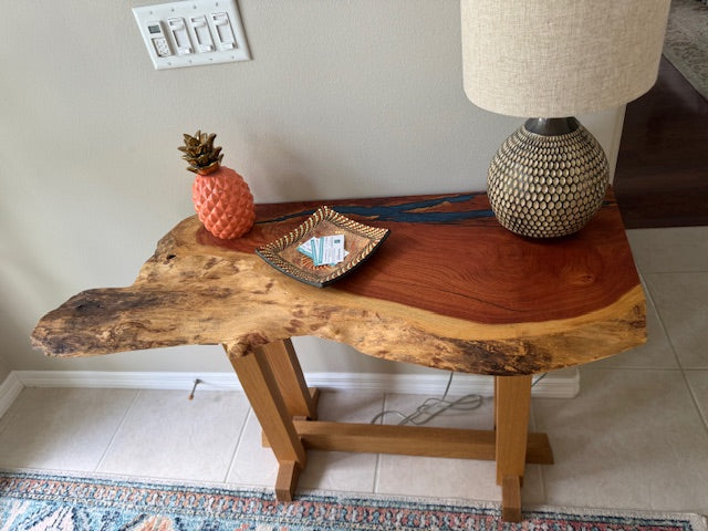 Custom Walnut Epoxy Dining Table and Console Table for Mollie