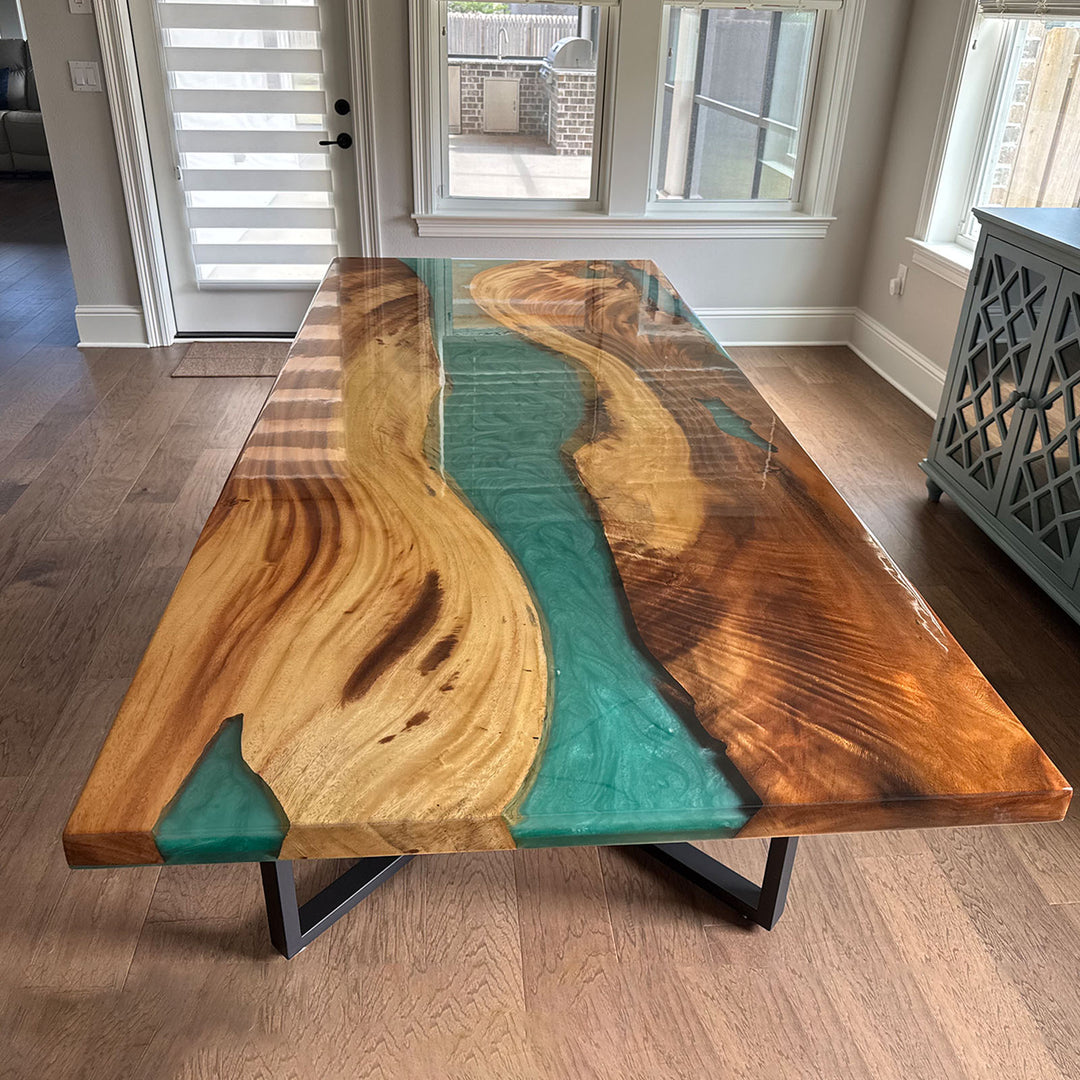 Elegant walnut dining table with live edge finish for rustic dining rooms