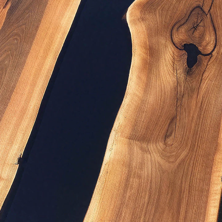 Luxury handmade walnut epoxy resin river dining table for large spaces