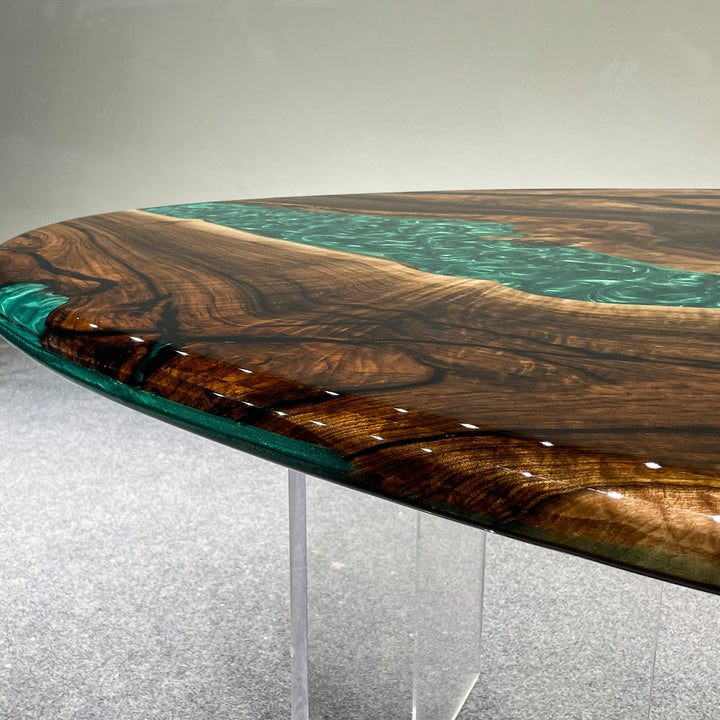 Oversized handcrafted epoxy resin conference table for executive offices