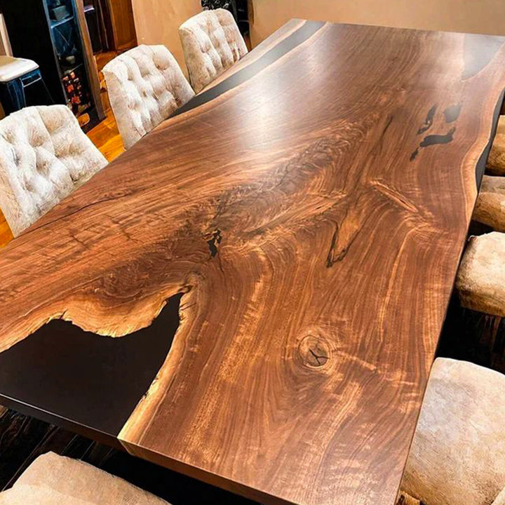 Luxury epoxy resin walnut dining table handmade to order