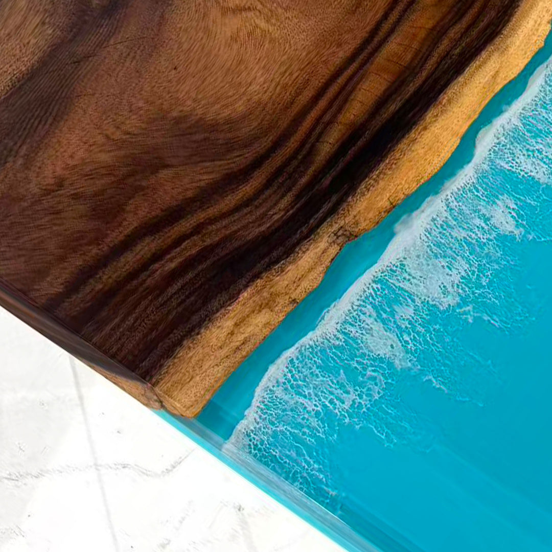 Miami modern coastal walnut river table interior design