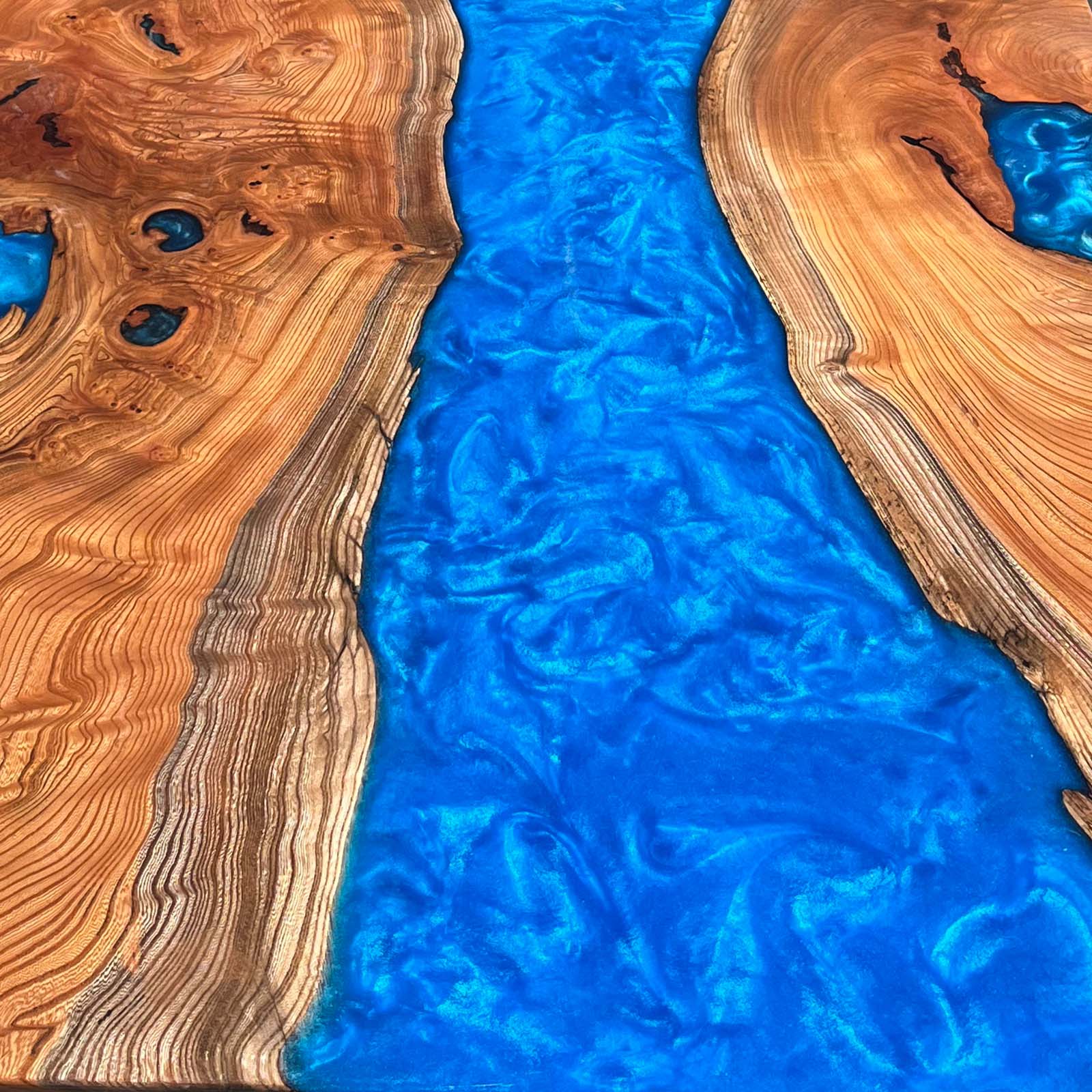 Handcrafted Minnesota Ocean Blue Beech Wood Resin Table – CRT-263