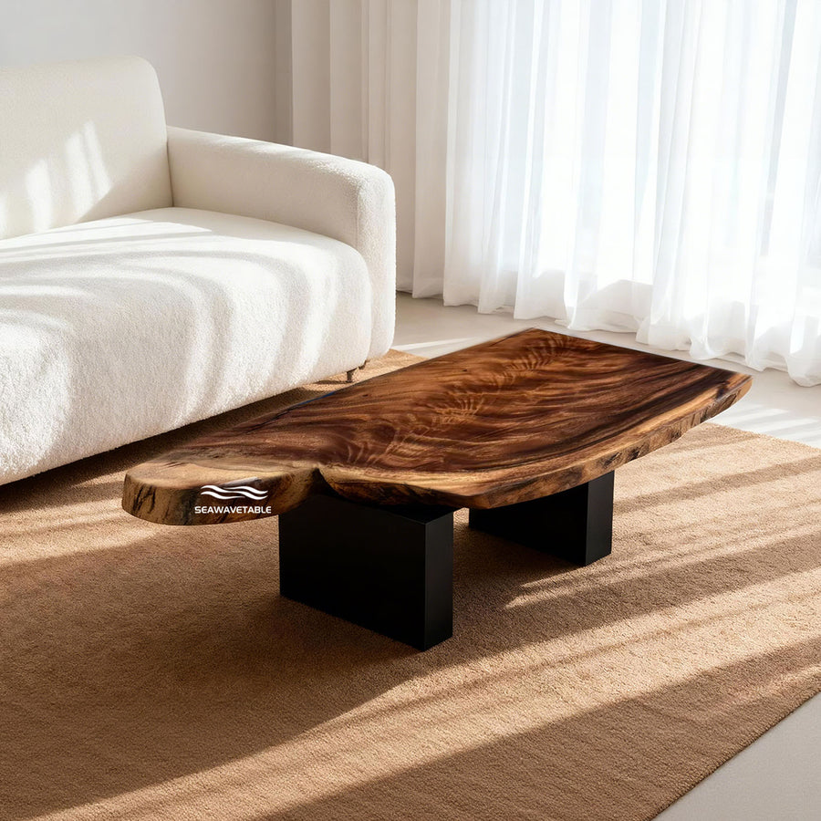 New York architectural art collection solid walnut live edge table handcrafted in the USA