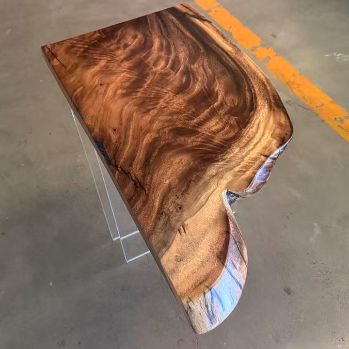 Architectural art furniture walnut slab table for New York penthouse interiors