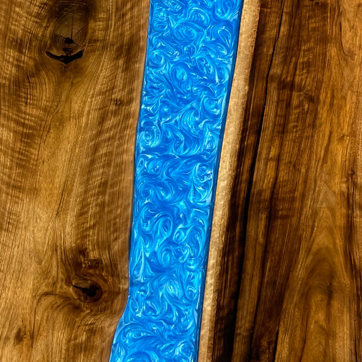 Modern luxury epoxy river dining table with live edge walnut