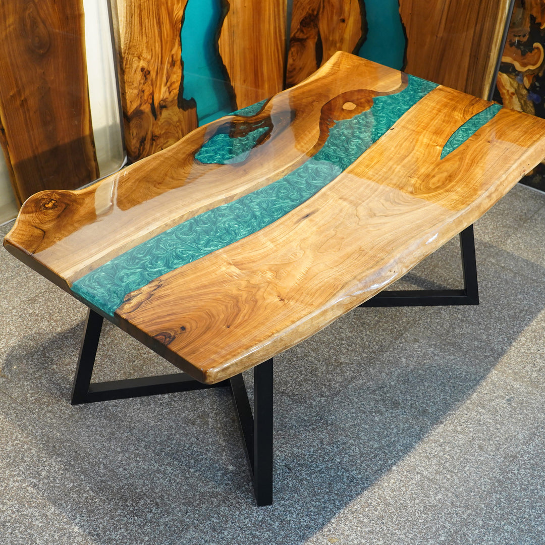 SEAWAVE Live Edge Black Walnut Epoxy Resin River Table Top 36"Wx72"L