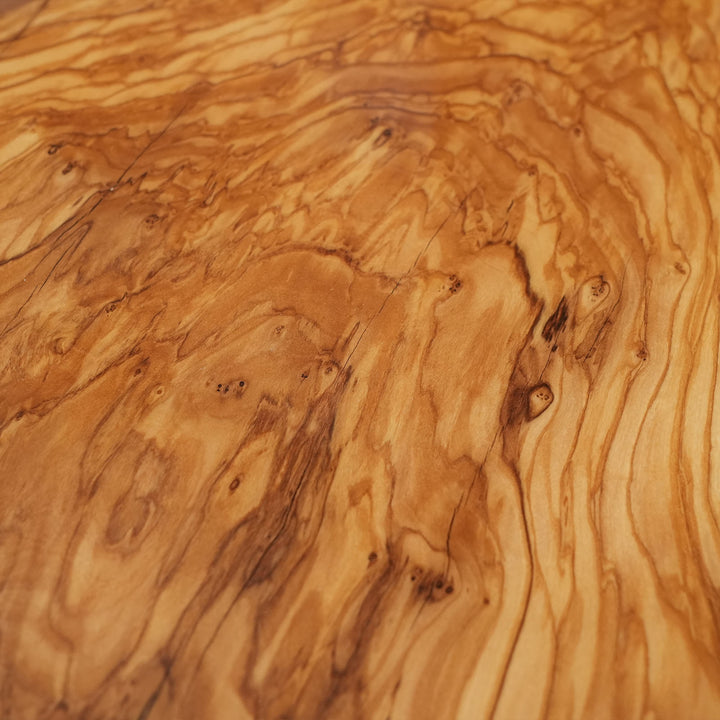 Minimalist black resin river dining table with live edge wood