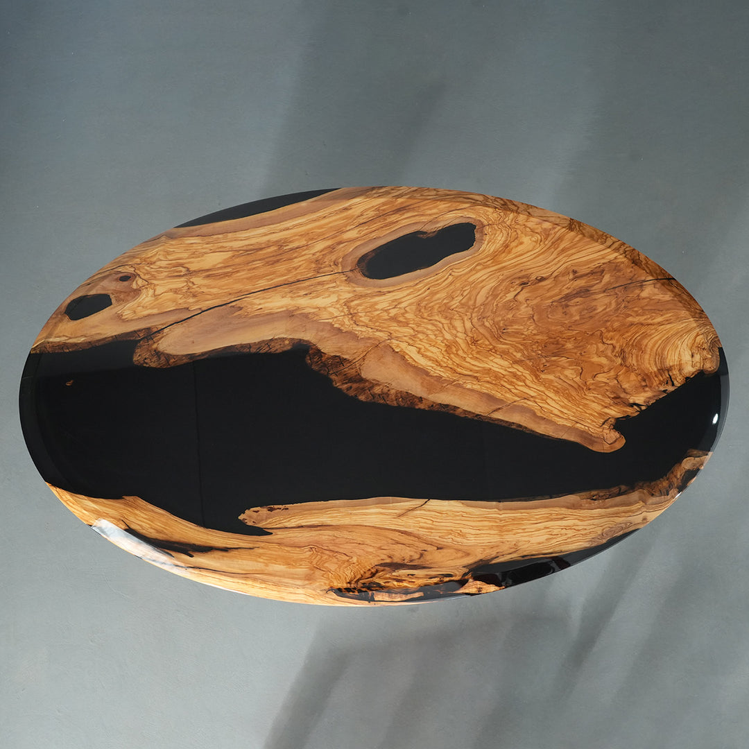 Contemporary oval olive wood river table for luxury homes