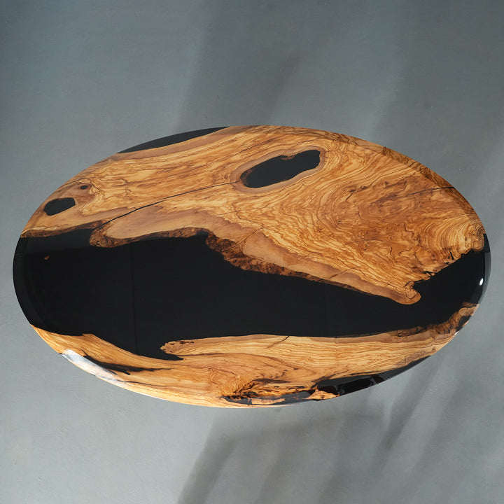 Contemporary oval olive wood river table for luxury homes