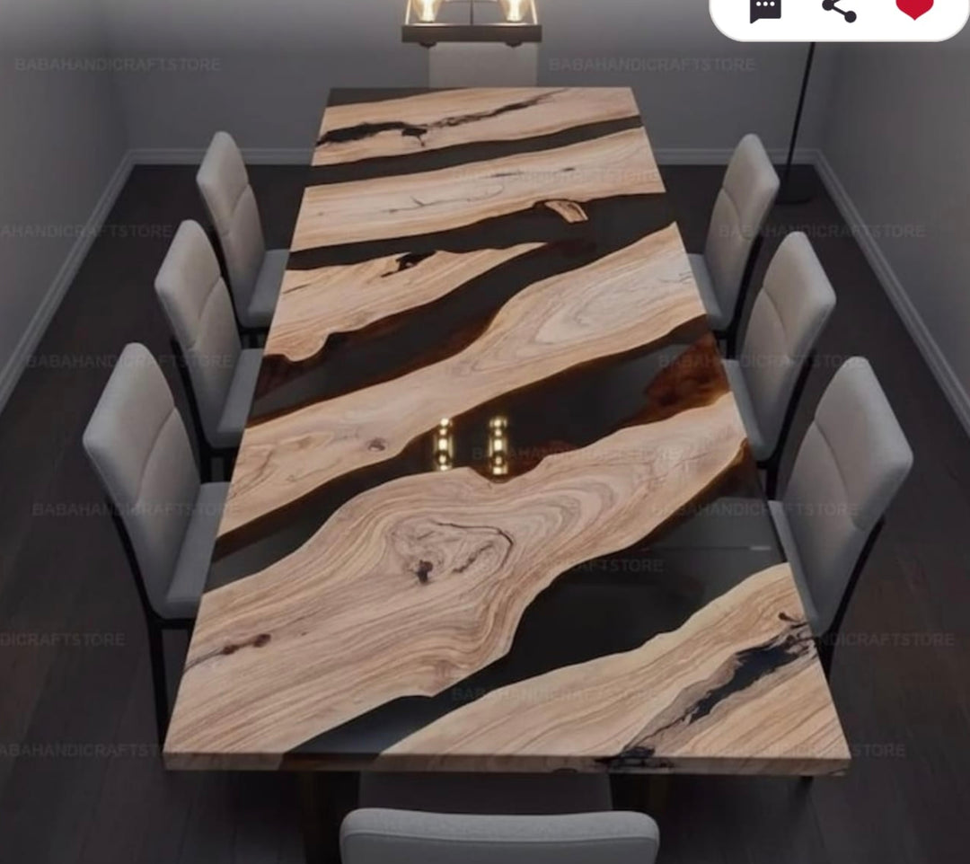Custom Black Walnut Tabletop – 30" × 90" | Smoky Quartz Resin | Modern Smooth Finish | Straight Edge