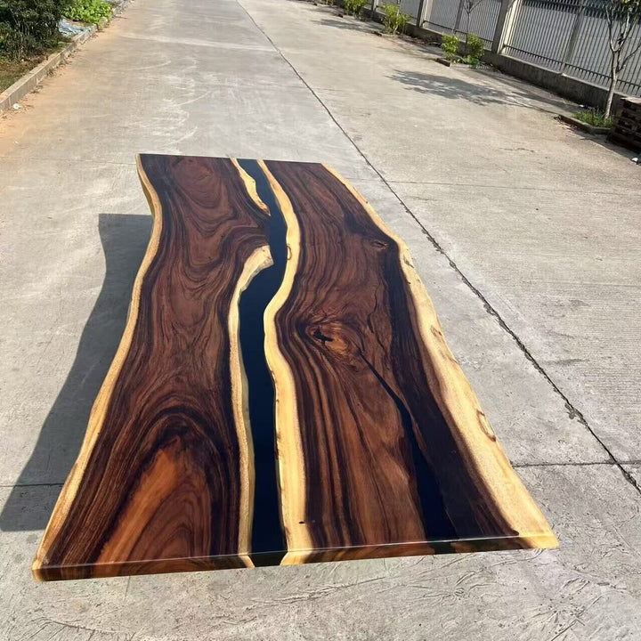 SeawaveTable Seattle Urban Modern Style Walnut & Black Epoxy River Conference Table CRT-238