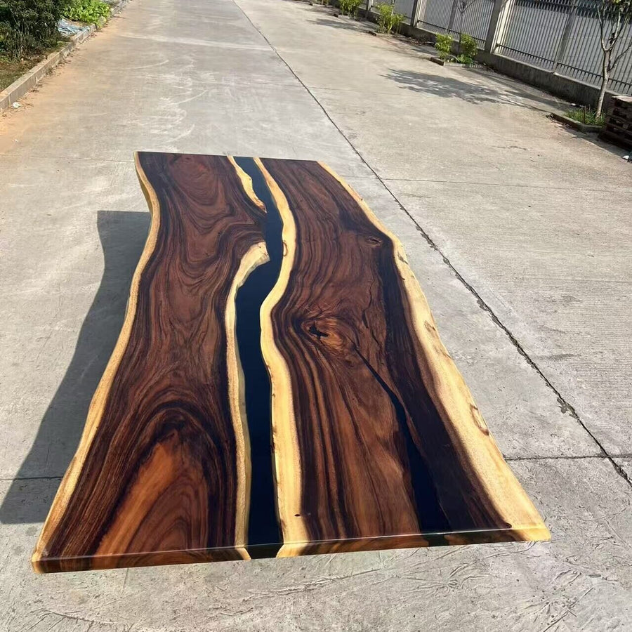 SeawaveTable Seattle Urban Modern Style Walnut & Black Epoxy River Conference Table CRT-238