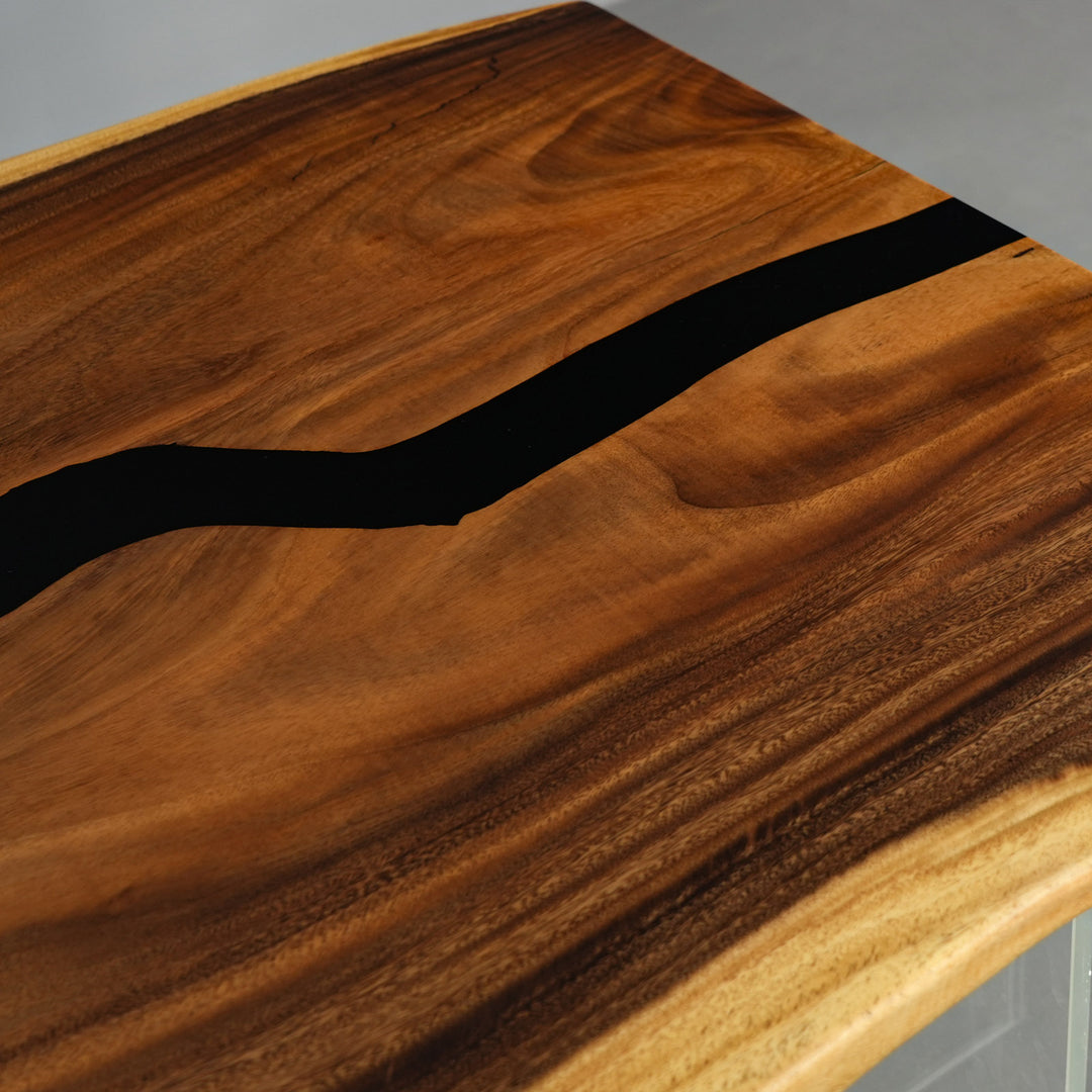 Epoxy river dining table with kiln-dried walnut wood slabs