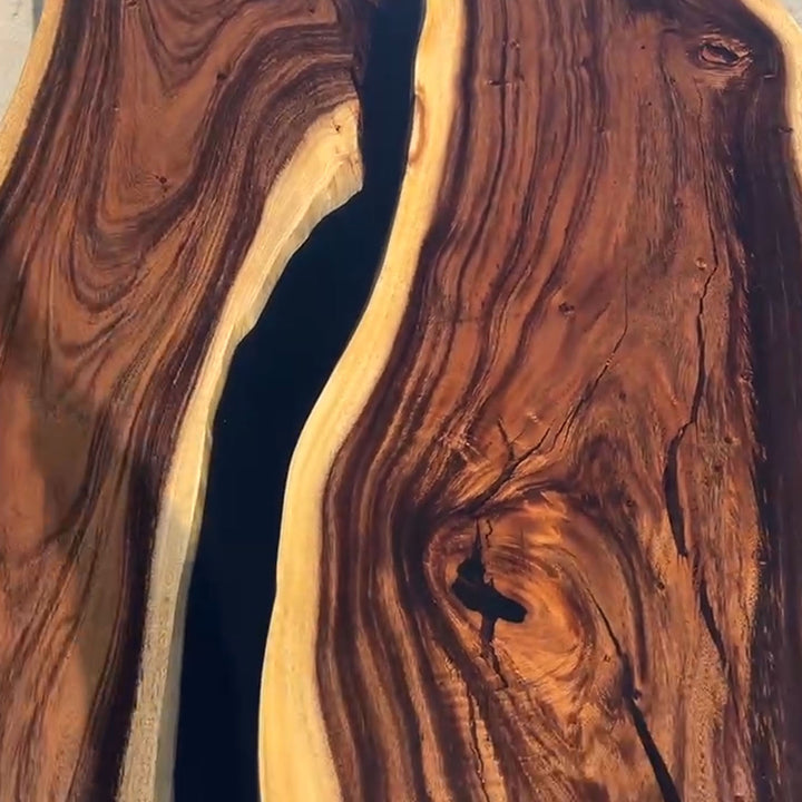 Seattle-inspired modern walnut epoxy river conference table CRT-238 top view