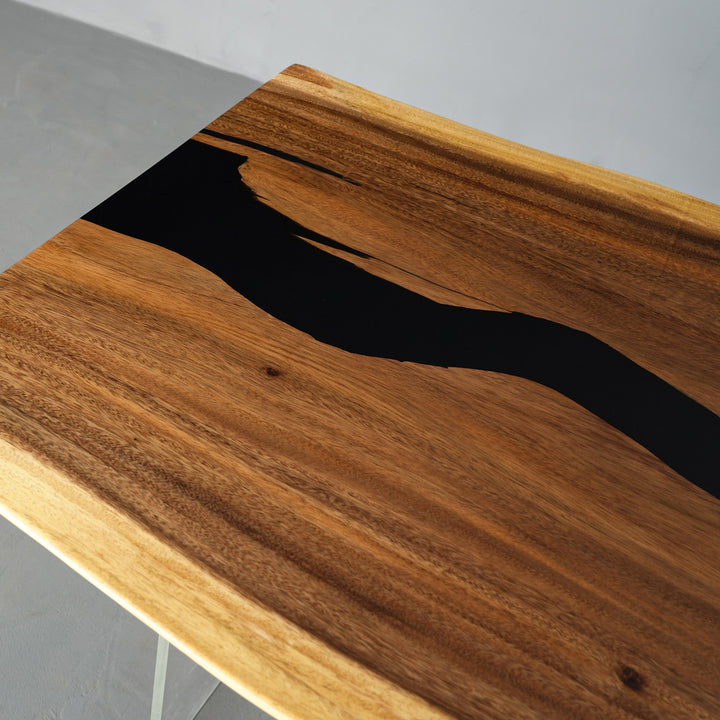 Modern walnut resin table for contemporary home interiors