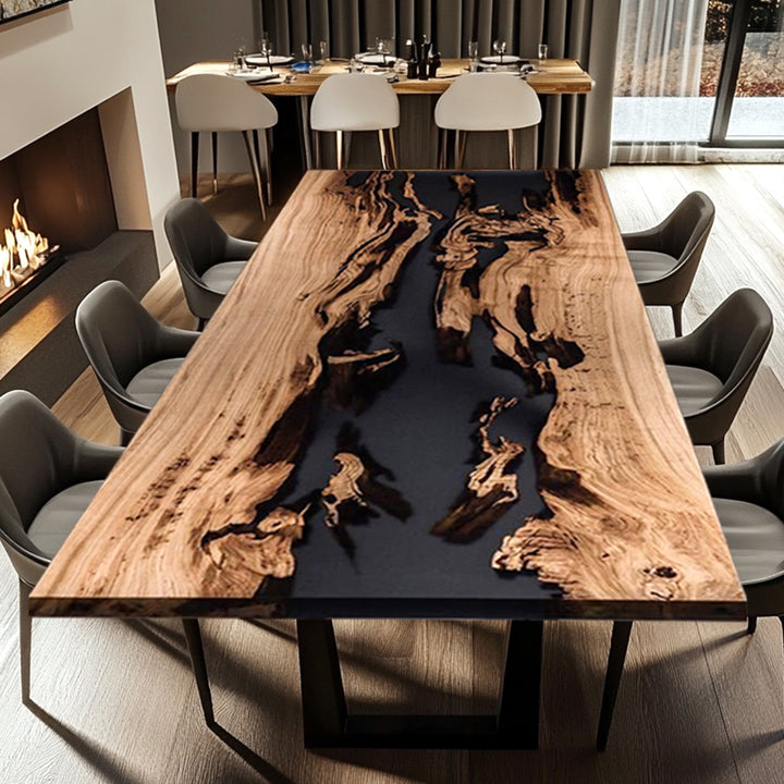 Black walnut table,epoxy table,dining table,resin table,River table,kitchen table,epoxy table top,epoxy counter top,black epoxy table,custom epoxy resin table，blue epoxy table,custom epoxy table,epoxy resin table,grow epoxy table with LED lights