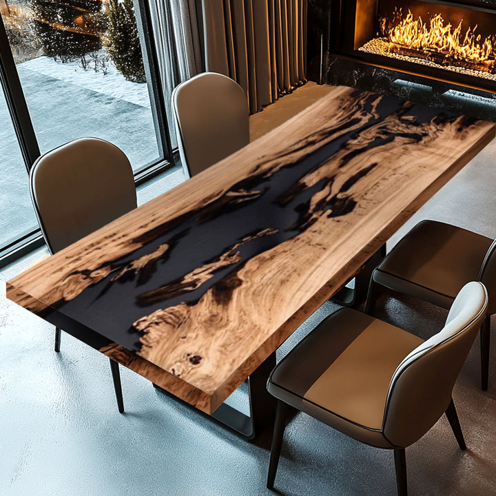 Black walnut table,epoxy table,dining table,resin table,River table,kitchen table,epoxy table top,epoxy counter top,black epoxy table,custom epoxy resin table，blue epoxy table,custom epoxy table,epoxy resin table,grow epoxy table with LED lights