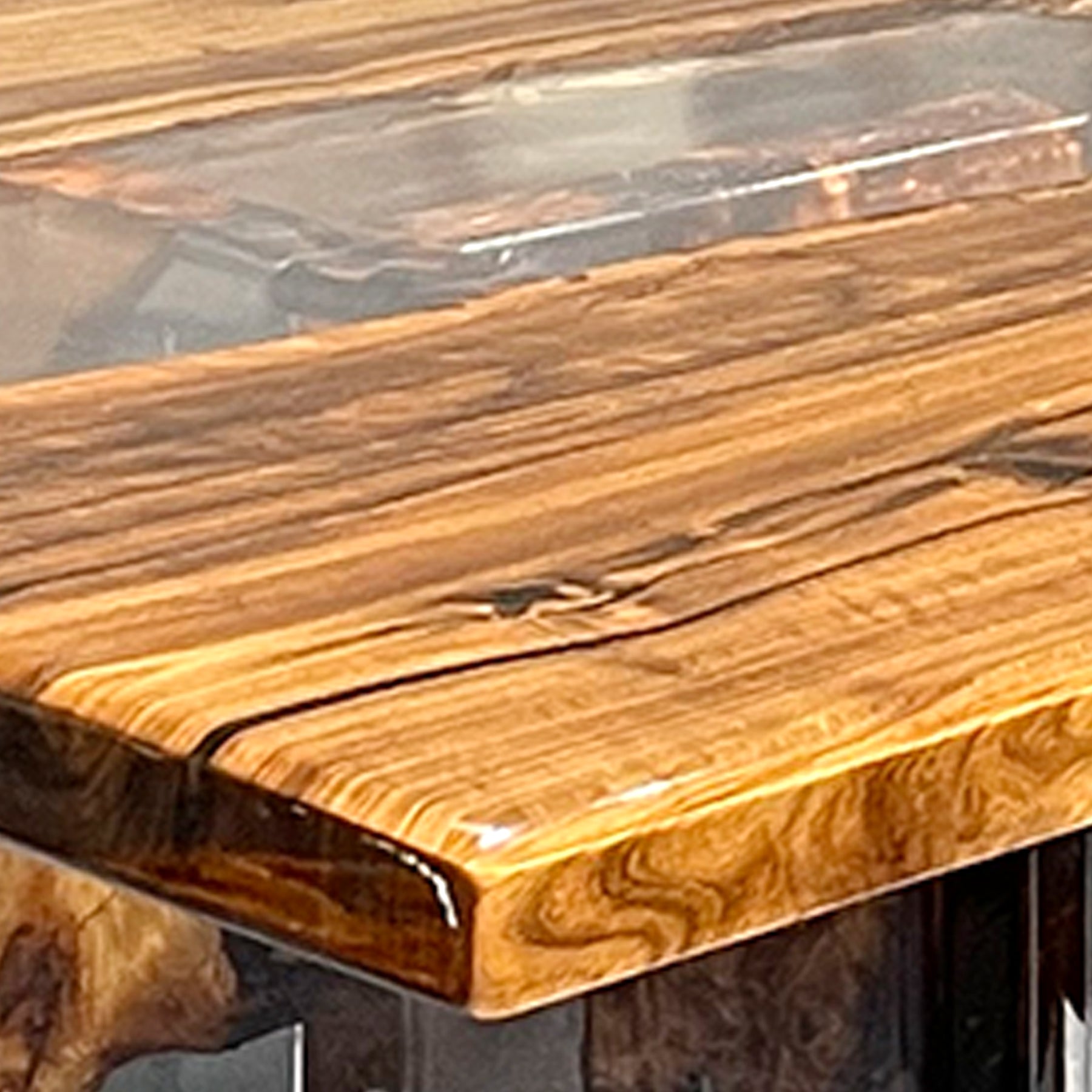 Custom Black Walnut Slab Clear Resin River Table Top CRT-075