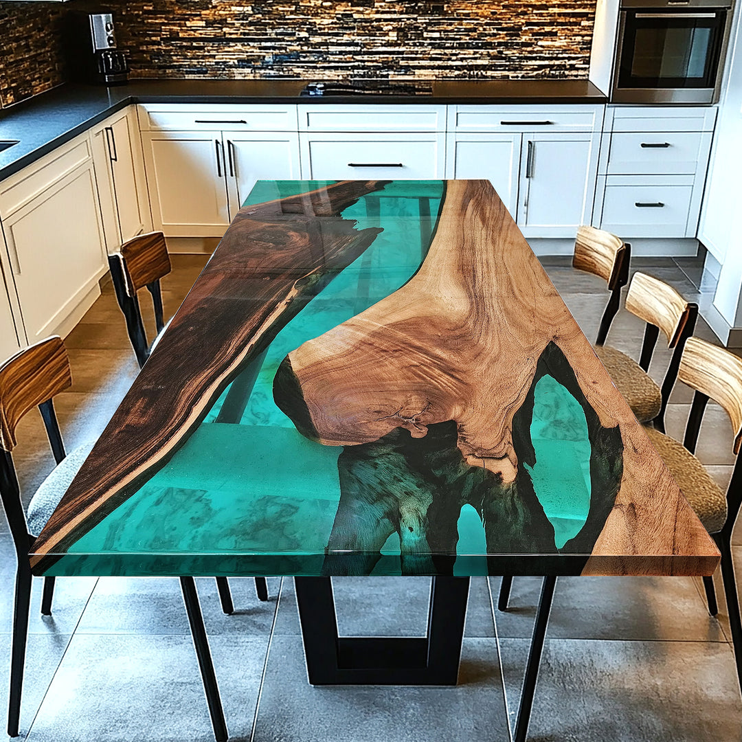 Clear Epoxy Dining Kitchen Table