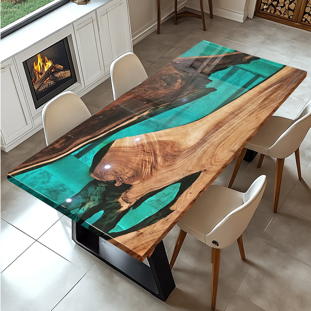 Clear Epoxy Dining Kitchen Table