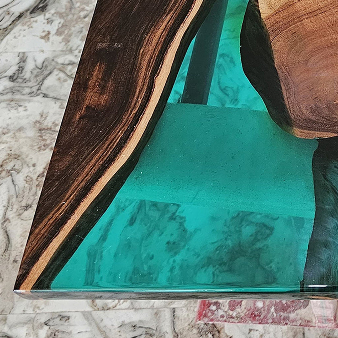 Custom Black Walnut Green Clear Resin Table CRT-183