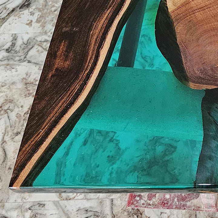 Custom Black Walnut Green Clear Resin Table CRT-183