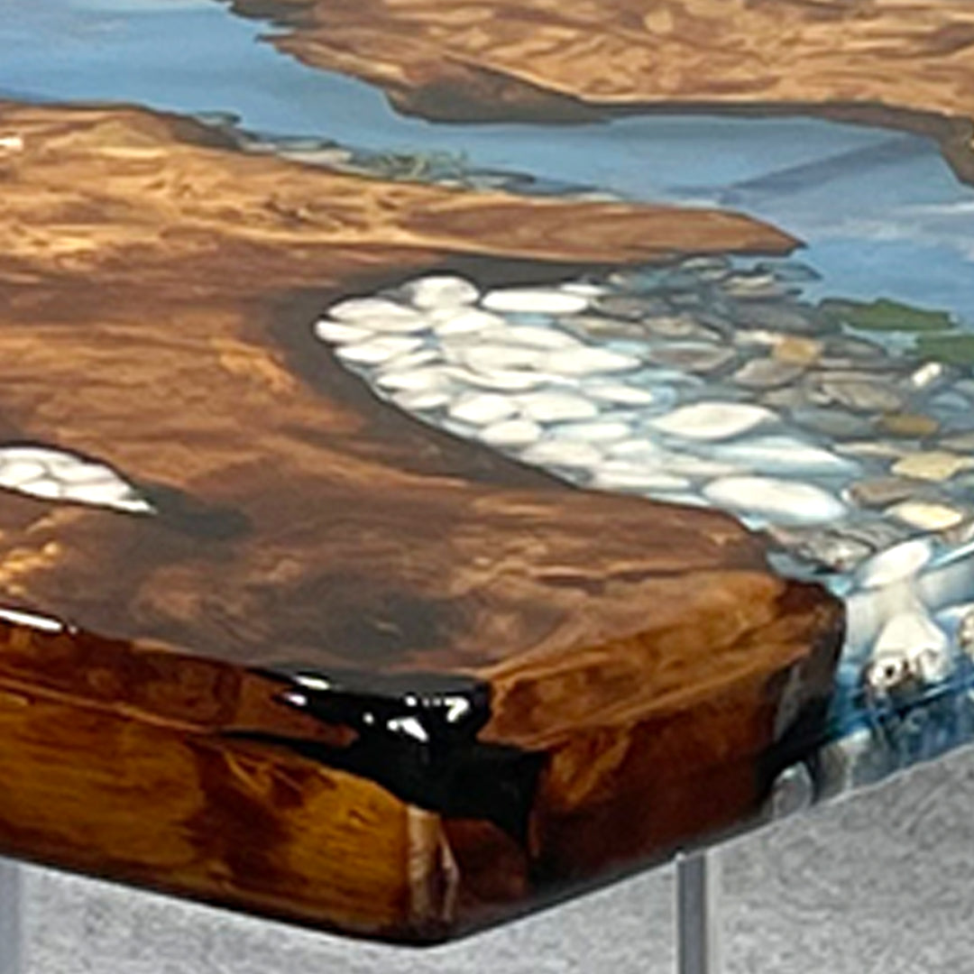 Custom Gold Camphorwood Epoxy River Table Top CRT-192