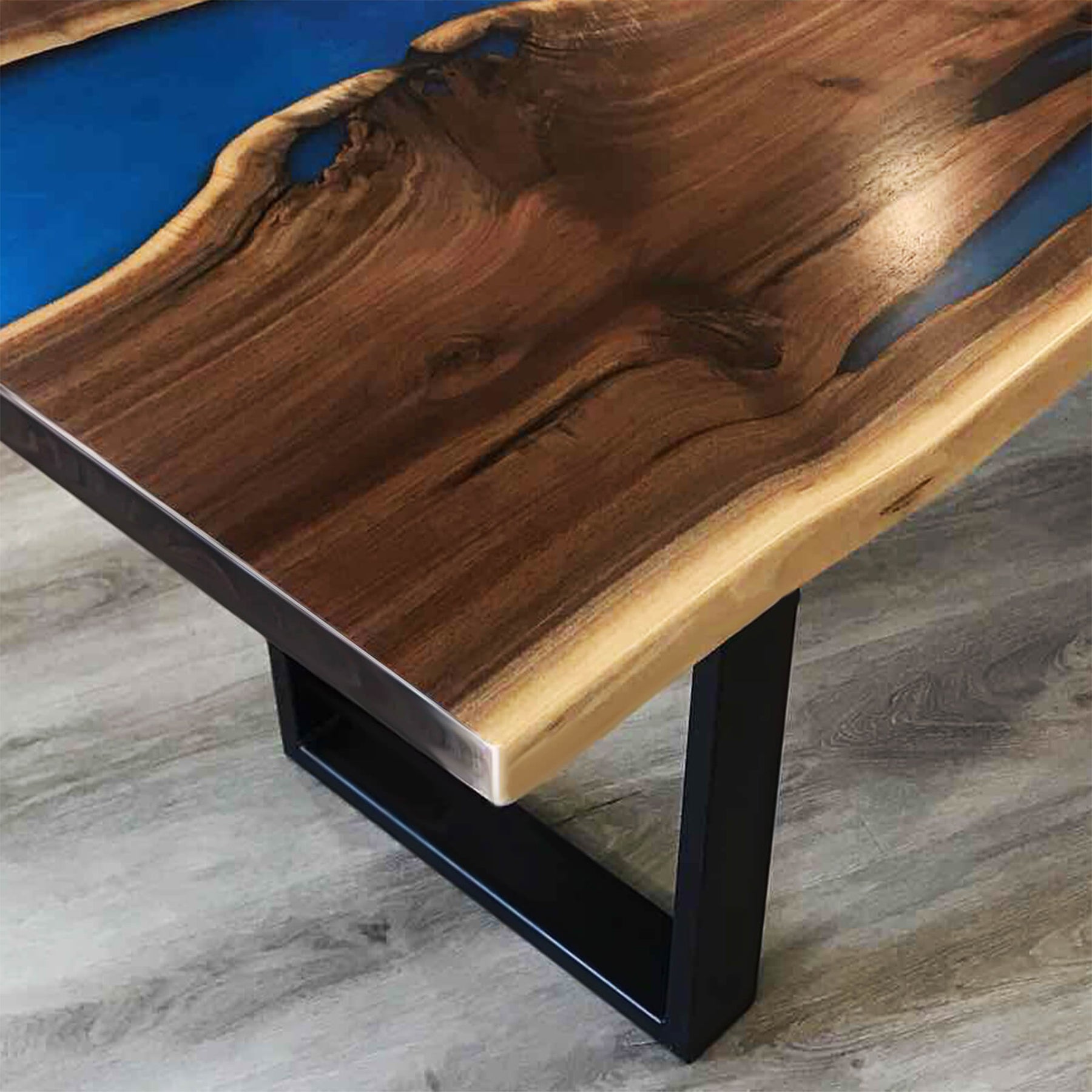 Custom Live Edge Black Walnut River Epoxy Dining Table CRT-181
