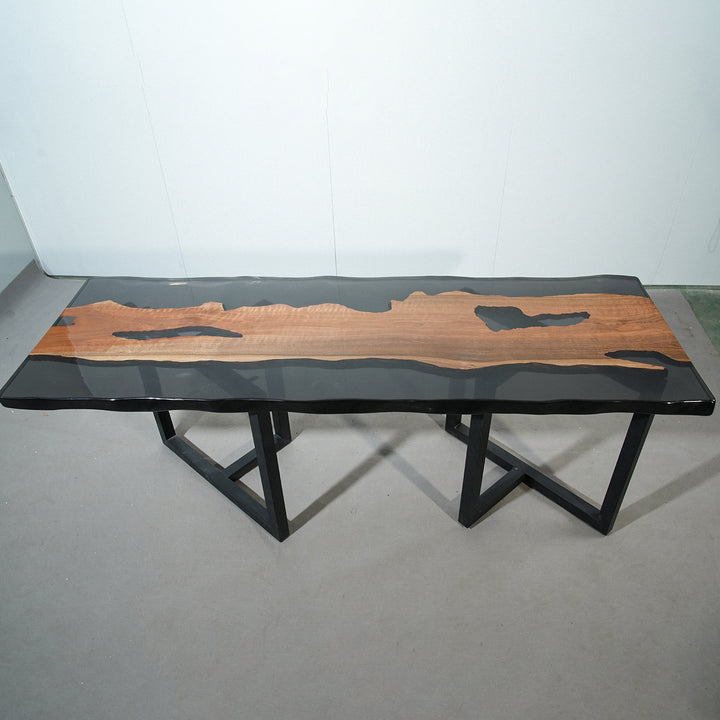 black walnut wood epoxy table,custom epoxy table,epoxy dining table,dining table,live edge wood epoxy table,epoxy resin wood table,epoxy river table,wood epoxy table
