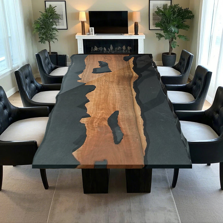 black walnut wood epoxy table,custom epoxy table,epoxy dining table,dining table,live edge wood epoxy table,epoxy resin wood table,epoxy river table,wood epoxy table