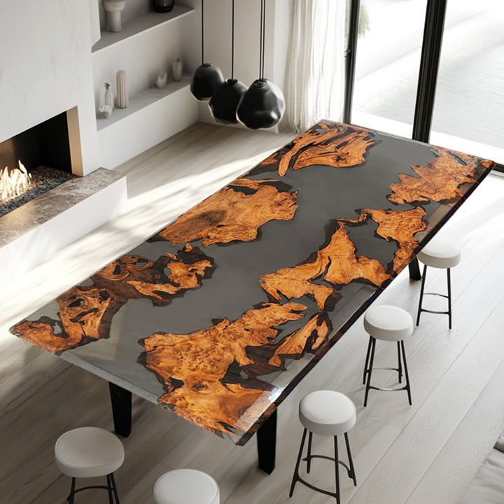 live edge epoxy dining table,epoxy table,dining table,resin table,River table,kitchen table,epoxy table top,epoxy counter top,black epoxy table,custom epoxy resin table，blue epoxy table,custom epoxy table,epoxy resin table,grow epoxy table with LED lights